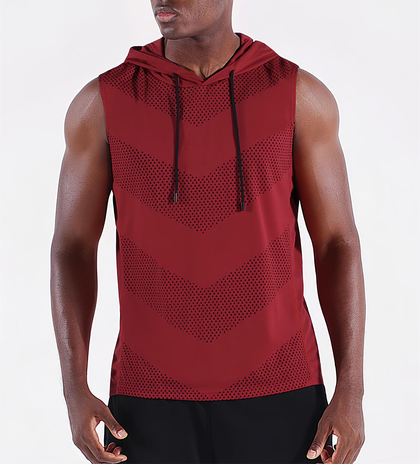 Generisch Convenientto - Pack de 3 camisetas de entrenamiento sin mangas con capucha, de secado rápido, para hombre, camisetas deportivas