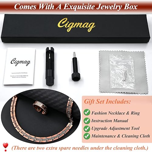 Miniatura 8 de Collar de cobre para hombres y mujeres  Collar magnético 99% sólido cobre puro anillo conjunto de imanes ultra fuertes  con herramienta de tamaño