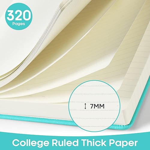 Miniatura 2 de Cuaderno de diario para escribir, 320 páginas forradas de cuero de tapa dura para mujeres y hombres, cuadernos con rayas universitarias para