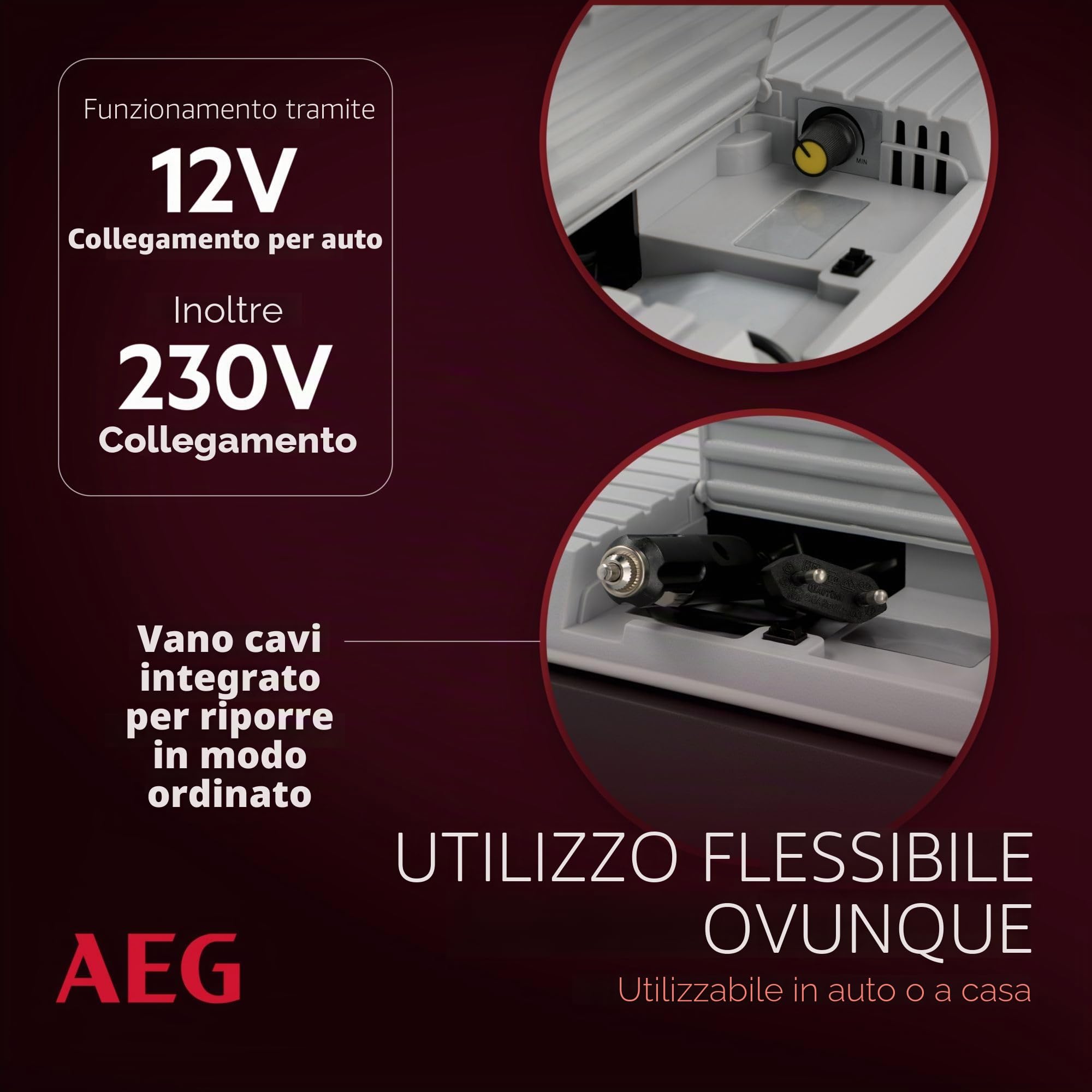AEG Automotive 10697 Frigorifero termoelettrico KK, 28 litri, 12/230 Volt, per auto e presa