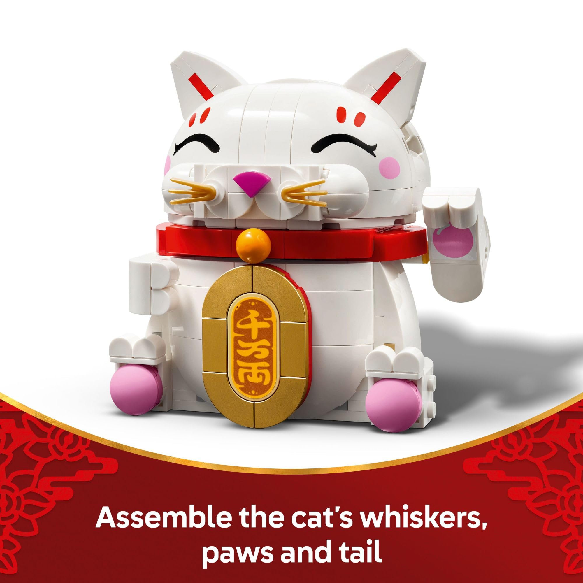 LEGO Lucky Cat Building Toy for Girls & Boys - Smiling Cat W/Waving Paw Function for Kids, Ages 9+ - Home Decor for Spring Festival & Chinese New Year Celebrations - Gift Idea for Birthdays - 40813