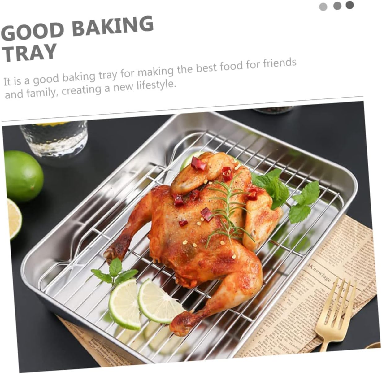 VICASKY 1Set Multi Function Baking Tray with Cooling Rack for Household and Camping Use Resistant Easy to Clean for Cakes and Cookies