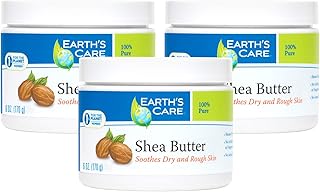 Earth's Care Pure Shea Butter, Hexane-Free, No Artificial Colors or Fragrances, Packed in USA 6 OZ. (3 Jars)