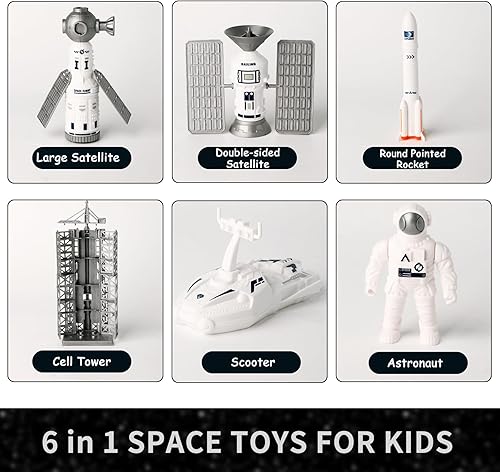 Miniatura 3 de Juguetes de cohete de exploración espacial para niños, juguetes aeroespaciales, cohete con 2 satélites, astronauta y vehículo espacial, juguetes