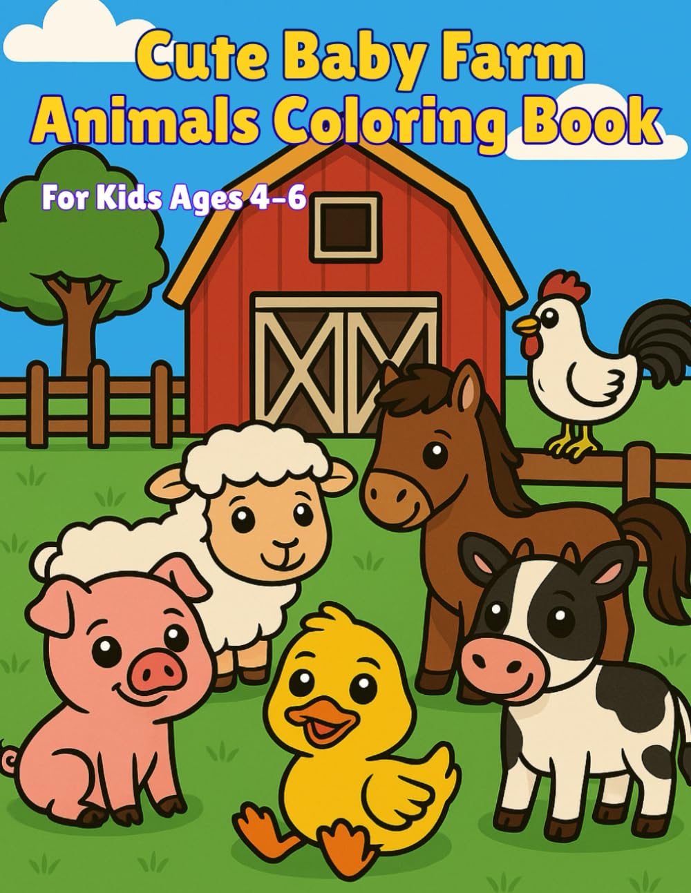 Cute Baby Farm Animals Coloring Book: Bold & Easy Coloring Pages with Adorable Farm Animals for Kids Ages 4–6 (My First Cute Coloring Book)