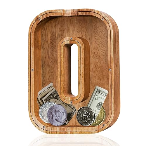 Alcancía de madera grande personalizada para niños, alcancía de letras para niños y niñas, regalo de cumpleaños (O)