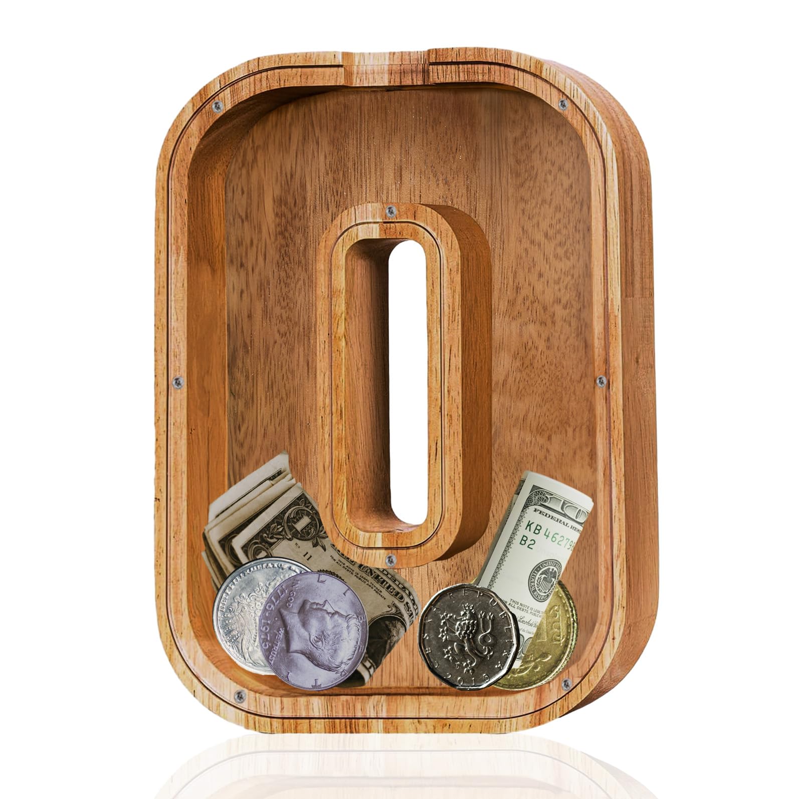 Personalized Large Wooden ' Letter Piggy Bank - Letter Piggy Bank for Boys & Girls, Coin Bank Birthday Gift（O）