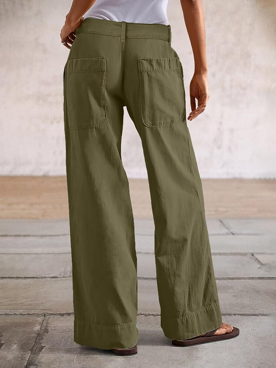 Flamingals Wide Straight Leg Mid Rise Baggy Pocket Denim Jeans Without Belt