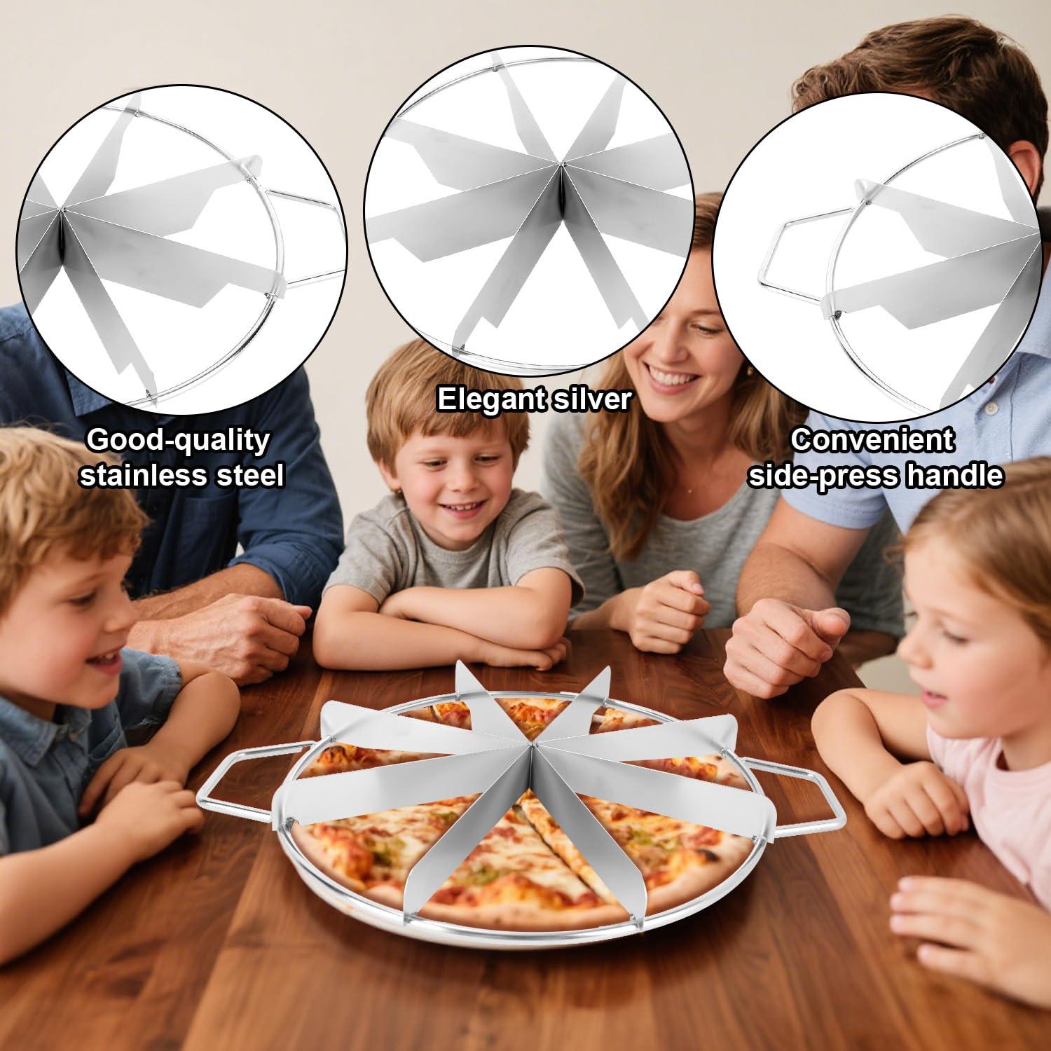 Presse à Découper les Gâteaux à 8 Parts, Coupe-Tartes Ronde en Acier Inoxydable avec Poignées Latérales pour des Portions Uniformes Idéale pour les Boulangeries et la Maison