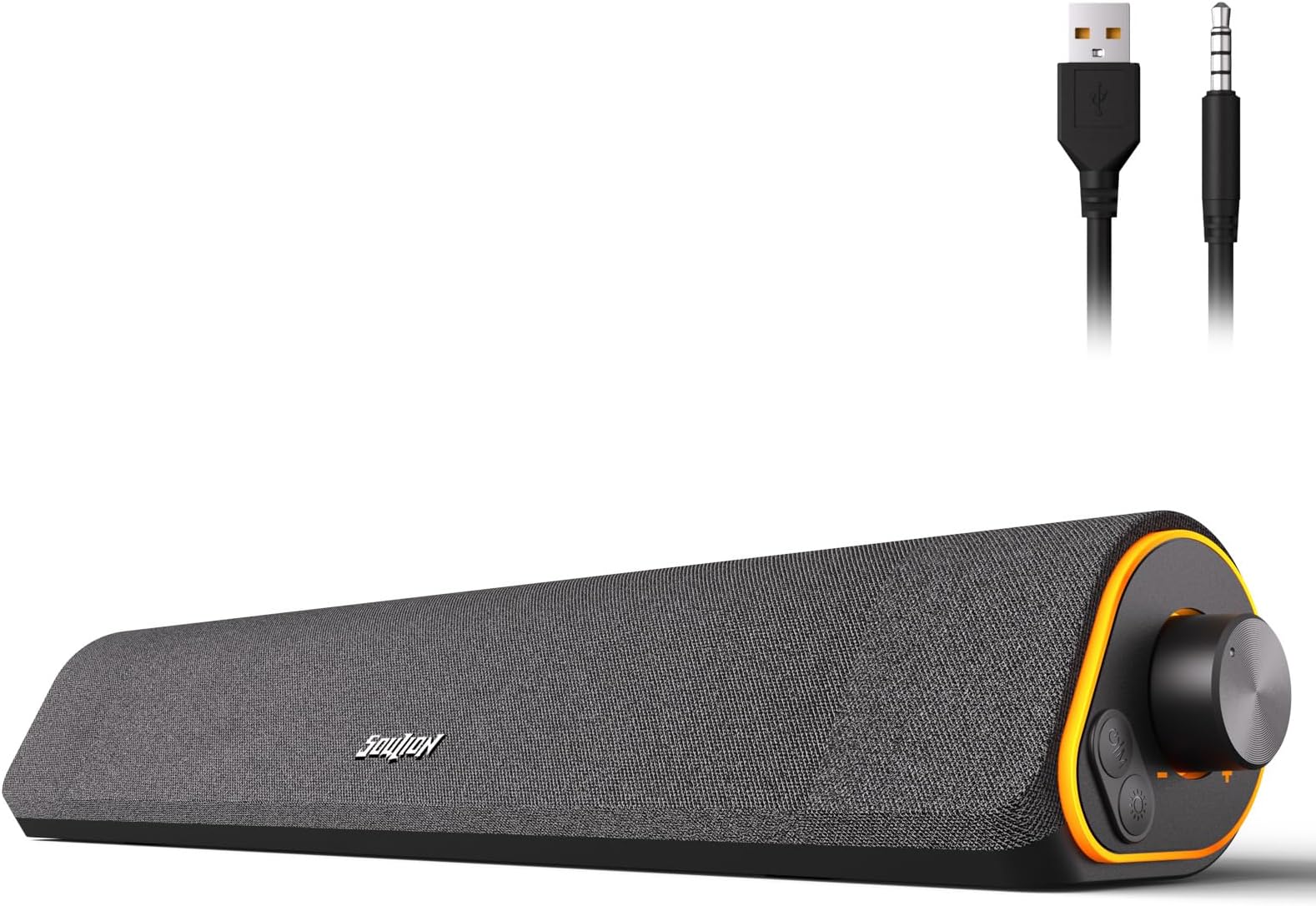 SOULION R50 PC Speakers, Bluetooth Computer Speakers USB Powered, 3.5mm Aux Input, Colorful Lights Soundbar with Switch Button, Stereo Surround Soundbar for PC, Desktop, Laptop