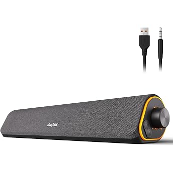 Soulion R50 PC Speaker for Desktop Laptop Tablet Monitor 42 x 7 x 9 cm Bluetooth & 3.5 mm USB Powered RGB Soundbar PC Black
