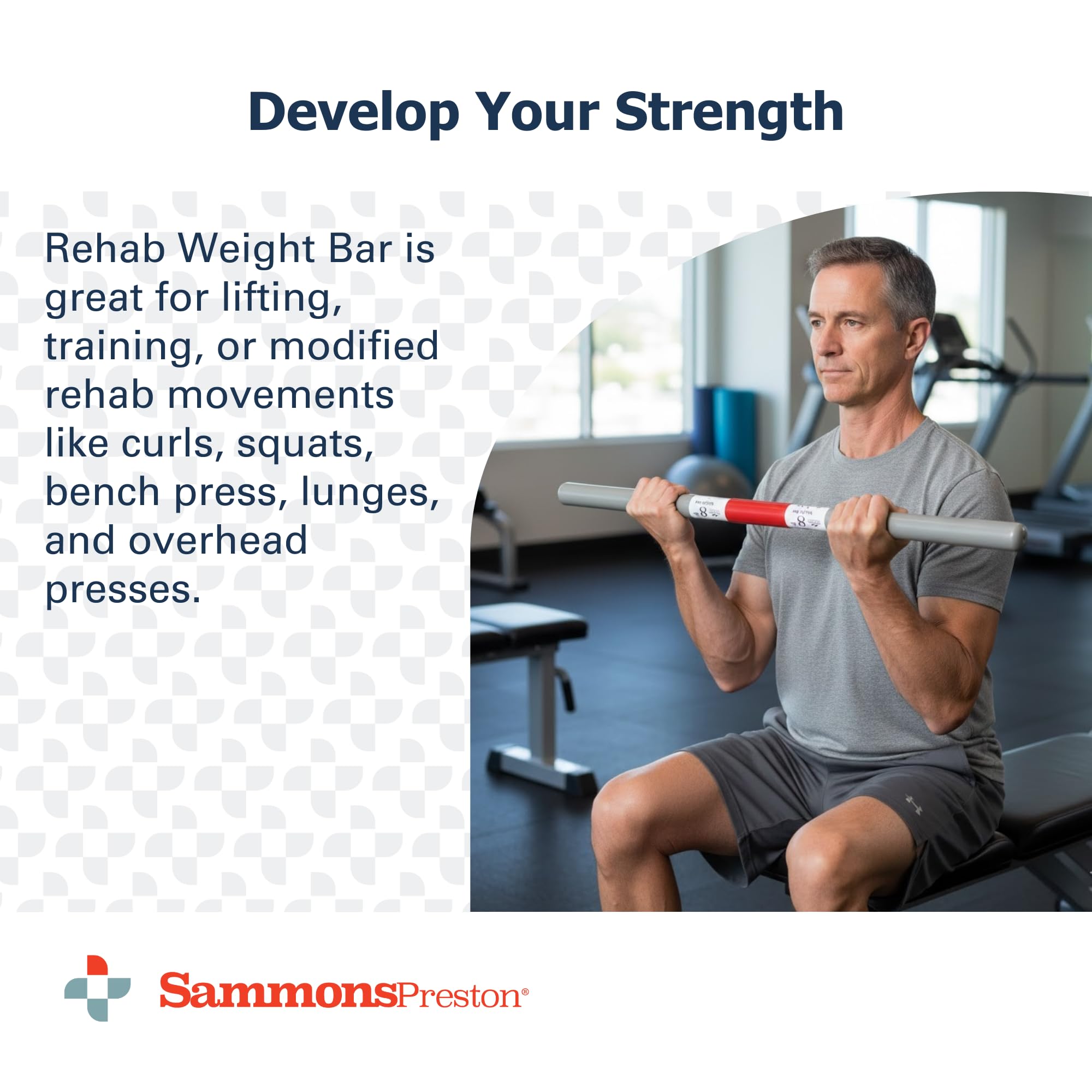 Sammons Preston Rehab Weight Bars, Therapy Rehabilitation and Exercise Equipment for Men, Women, Elderly, Color Coded Medical Recovery Aid for Patient Home and Clinical Use, 8 Pounds, Dark Red — Amazon image 5