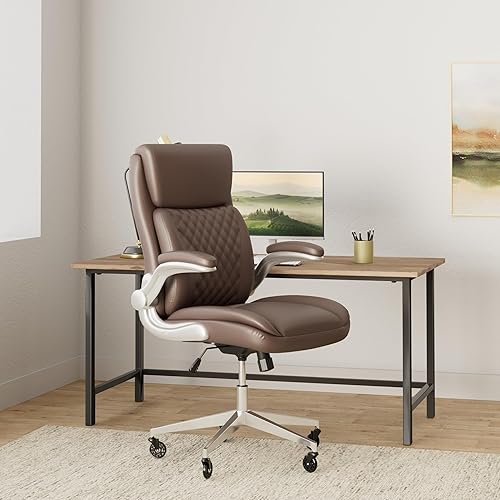 Miniatura 8 de Oline Silla de oficina ejecutiva ergonómica  Silla de escritorio de piel sintética con reposabrazos ajustables, soporte lumbar 3D y ruedas de