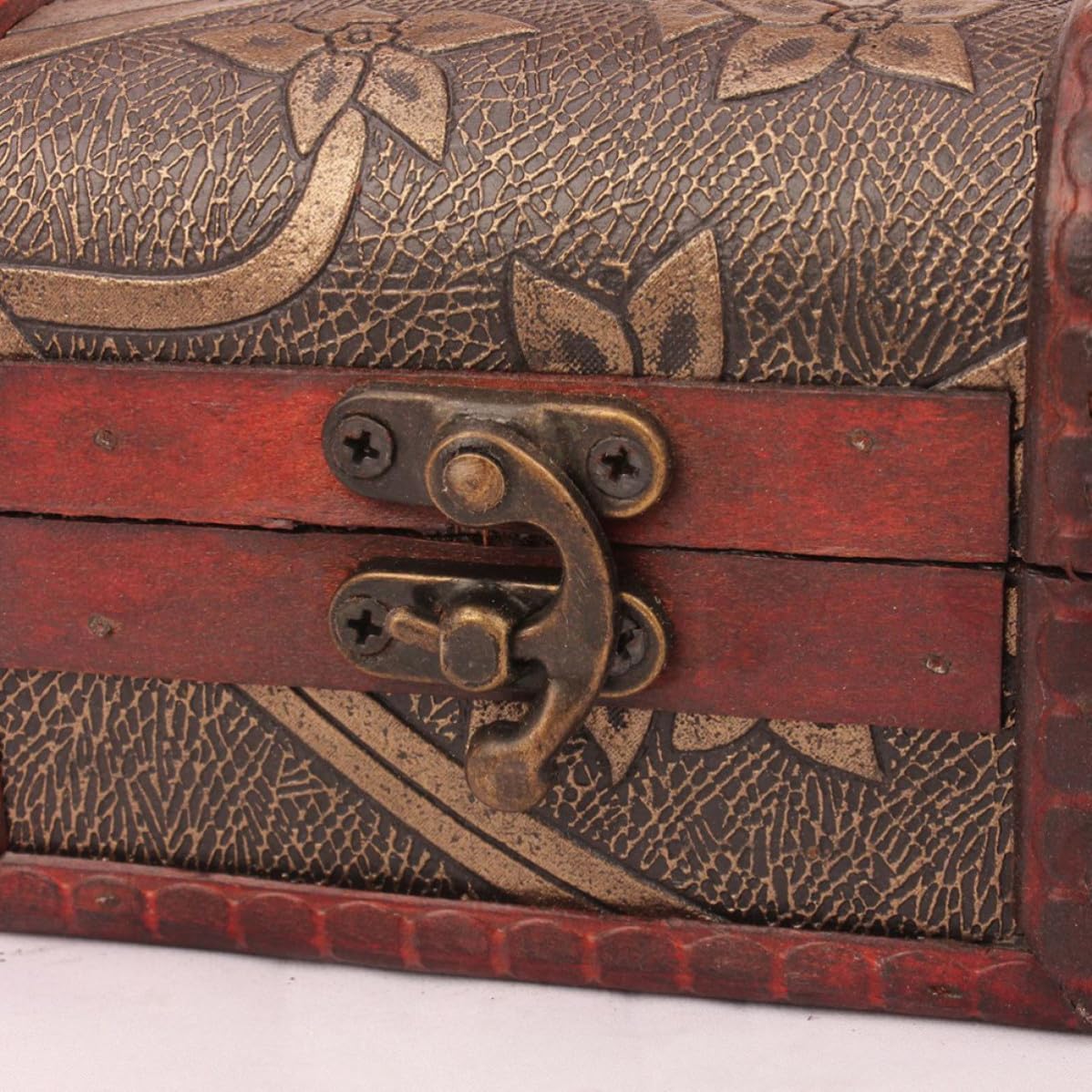Garneck Antique Wooden Jewelry Box 10.5cm Retro Carved Storage for Home image 4