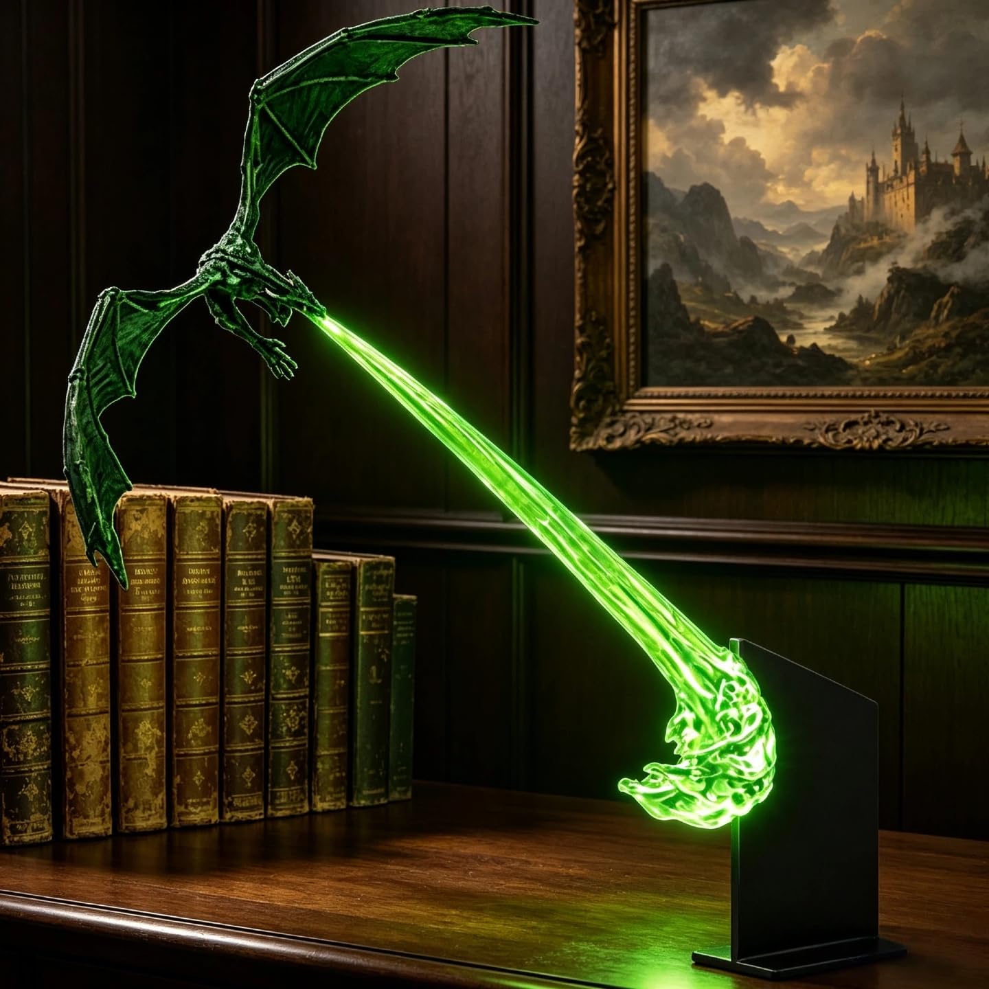 Dragon Bookshelf Nook Light, 3D Printed Fire-Breathing Fantasy Shelf Decor