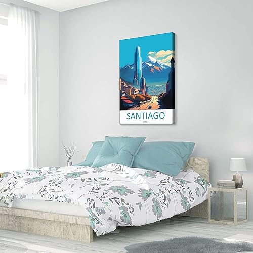 Miniatura 8 de Santiago Chile - Póster de viaje vintage de paisaje de 08 x 12 pulgadas (7.9 x 11.8 in), lienzo artístico y lienzo para pared, póster de sala de