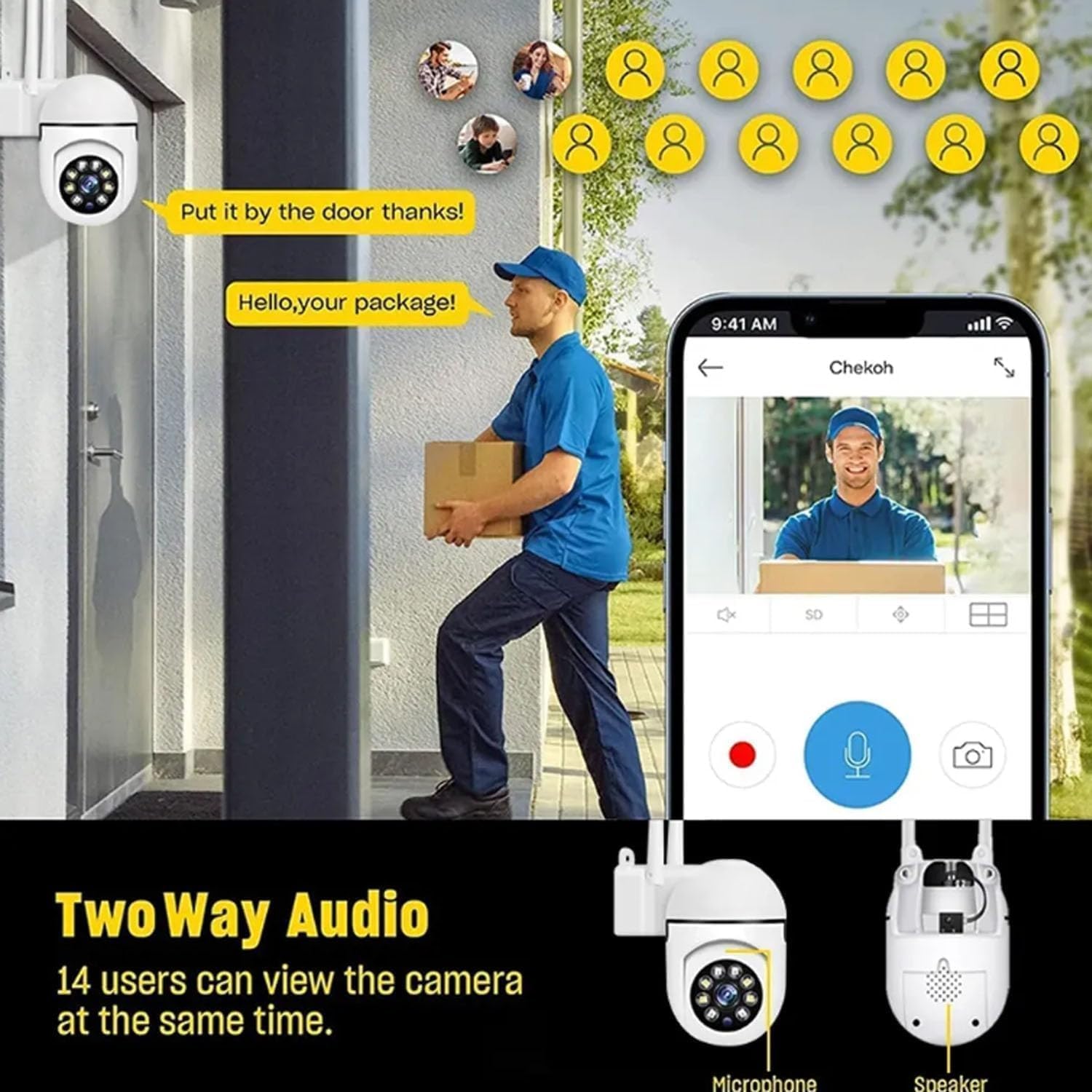 MAYUMI Smart WiFi Security Camera, 1080P HD Indoor Wireless Surveillance Camera with Night Vision, Two-Way Audio, Motion Detection, Mobile App Control 4