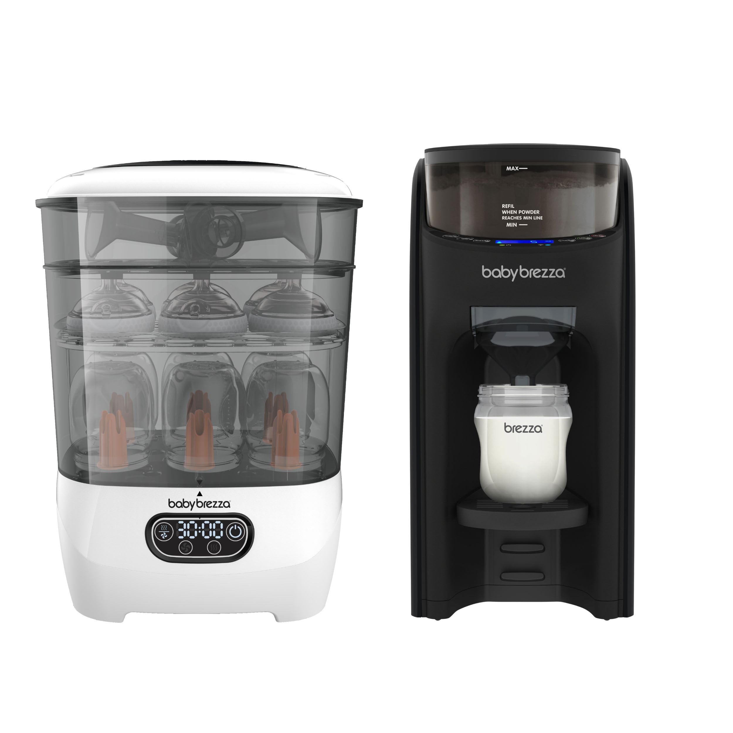 Baby Brezza Sterilizer Dryer & Formula Pro Advanced Bundle | Komfortables All-in-One Set für automatische Babyflaschenzubereitung sowie hygienisches Sterilisieren & Trocknen