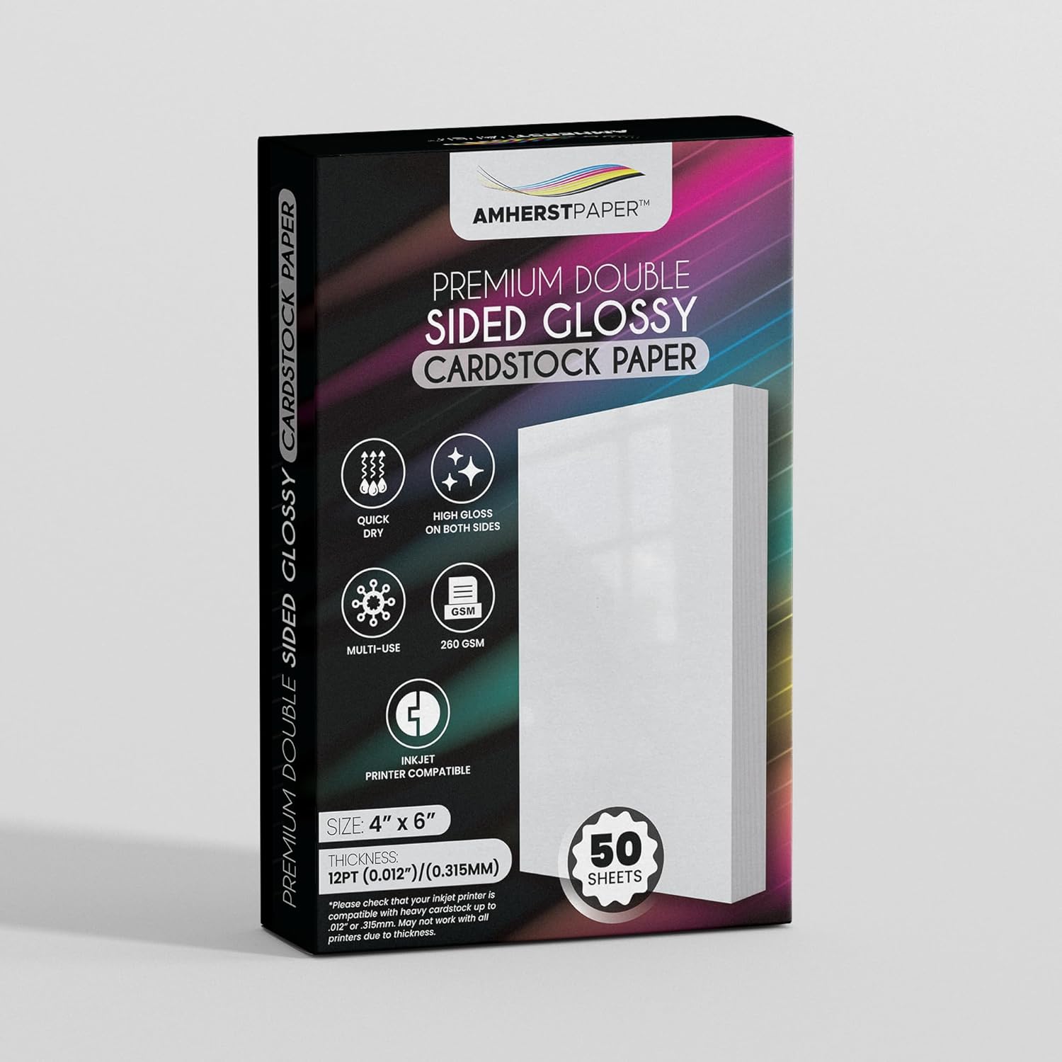 Premium Double Sided Glossy Cardstock Paper, 12pt Thick Cardstock