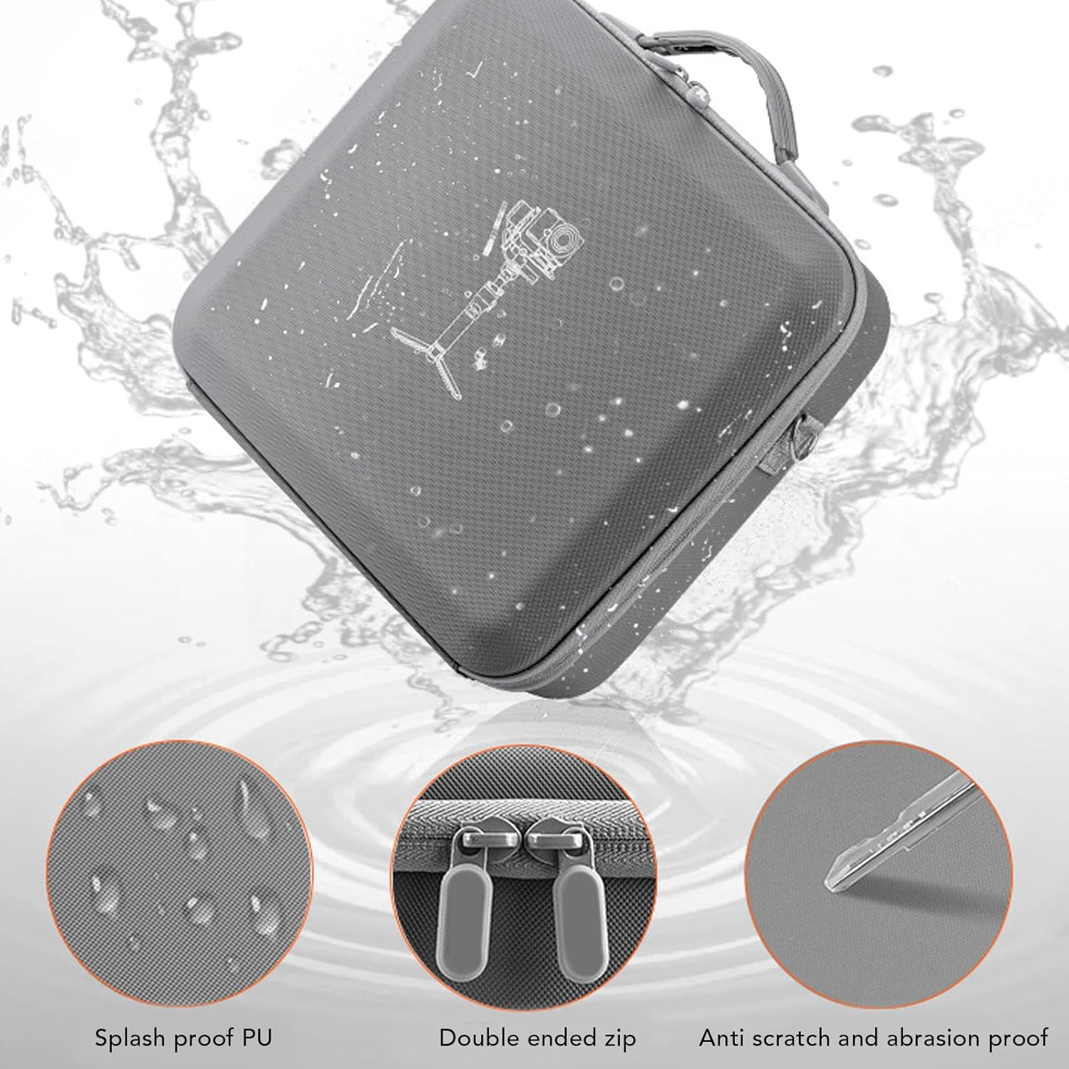 Luqeeg Camera Stabiliser Case, Double Zip Closure Anti Drop Splash Proof Camera Stabiliser Storage Bag with Shoulder Strap, Travel Bag | Hard Case Fit for RS4 MINI