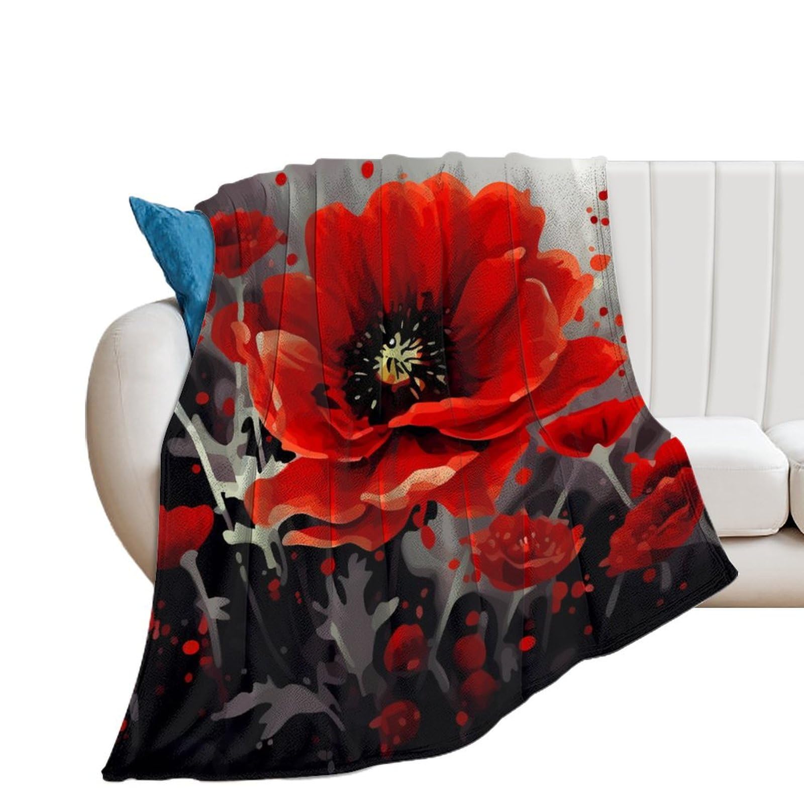 Couverture en flanelle fleurie haut de gamme, plaid chaud et léger pour sublimer votre sofa