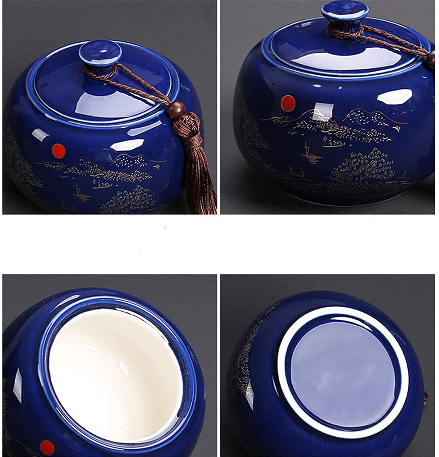 Keramik-Teedose, Teedose aus Keramik, Einmachgläser, Vorratsdosen for Lebensmittel in der Küche, im Retro-Chinesischen Stil, große for die