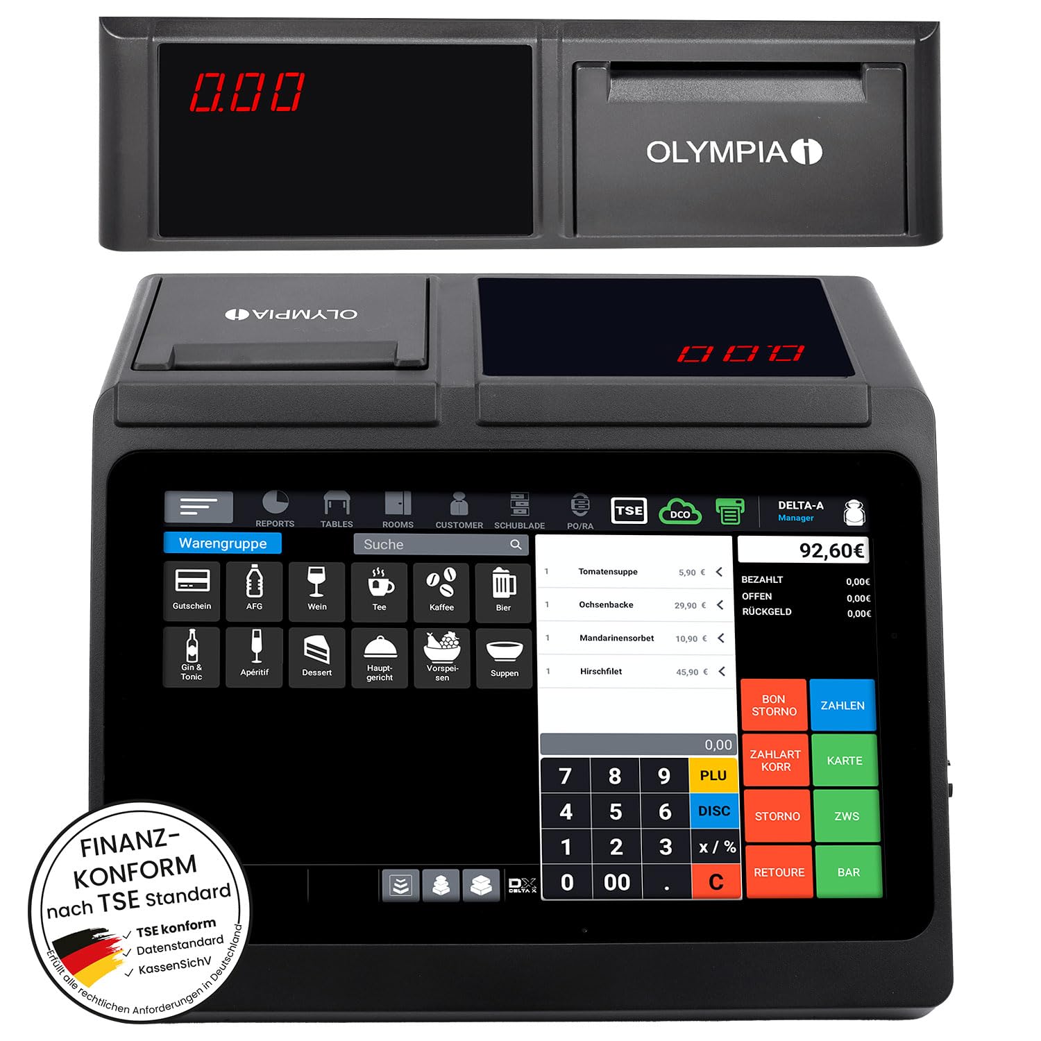 Olympia T110 Touch Registrierkasse für Gastronomie & Handel