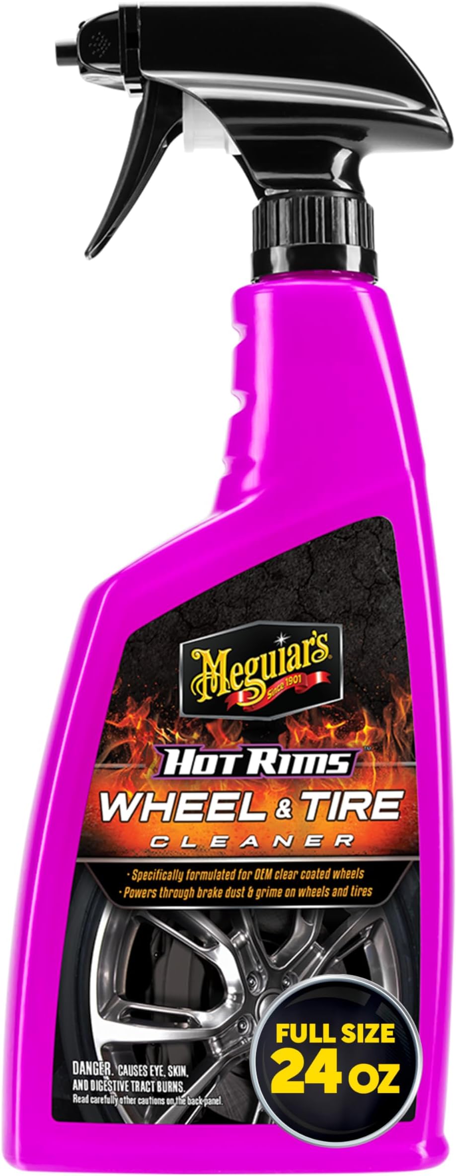 Meguiar's Hot Rims Wheel & Tire Cleaner, Powers Through Brake Dust & Grime – 24 Oz Spray Bottle