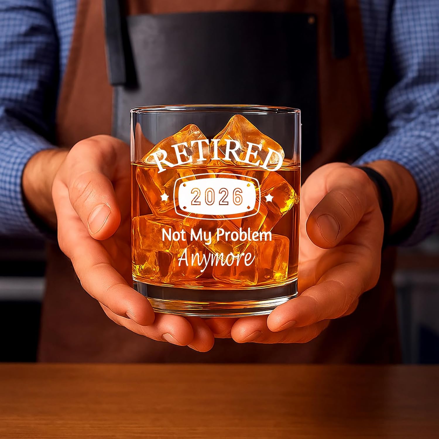 Retirement Gifts for Men 2026, Retired 2026 Not My Problem Any More Whiskey Glass, Retirement Gifts for Coworker Friends Husband, 10 Ounce Old Fashioned Glass with Gift Box - Image 3