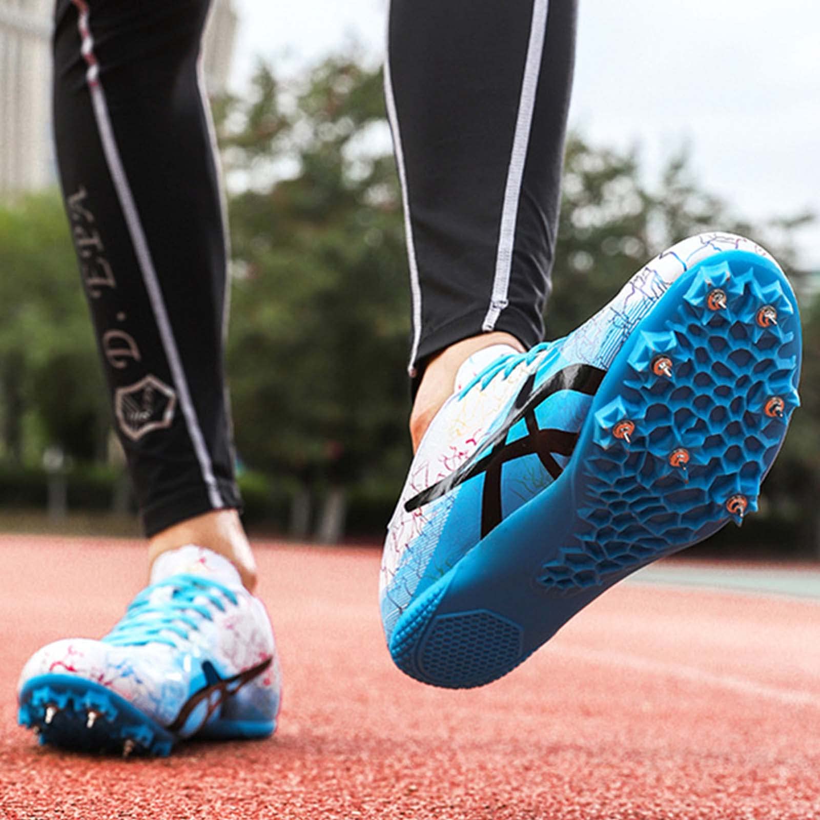 SDEQA Chaussures D'athlétisme pour Unisexes Adulte Respirantes Chaussures D'athlétisme À 7/8 Clous Antidérapantes Dédiées Pointes De Sprint Junior