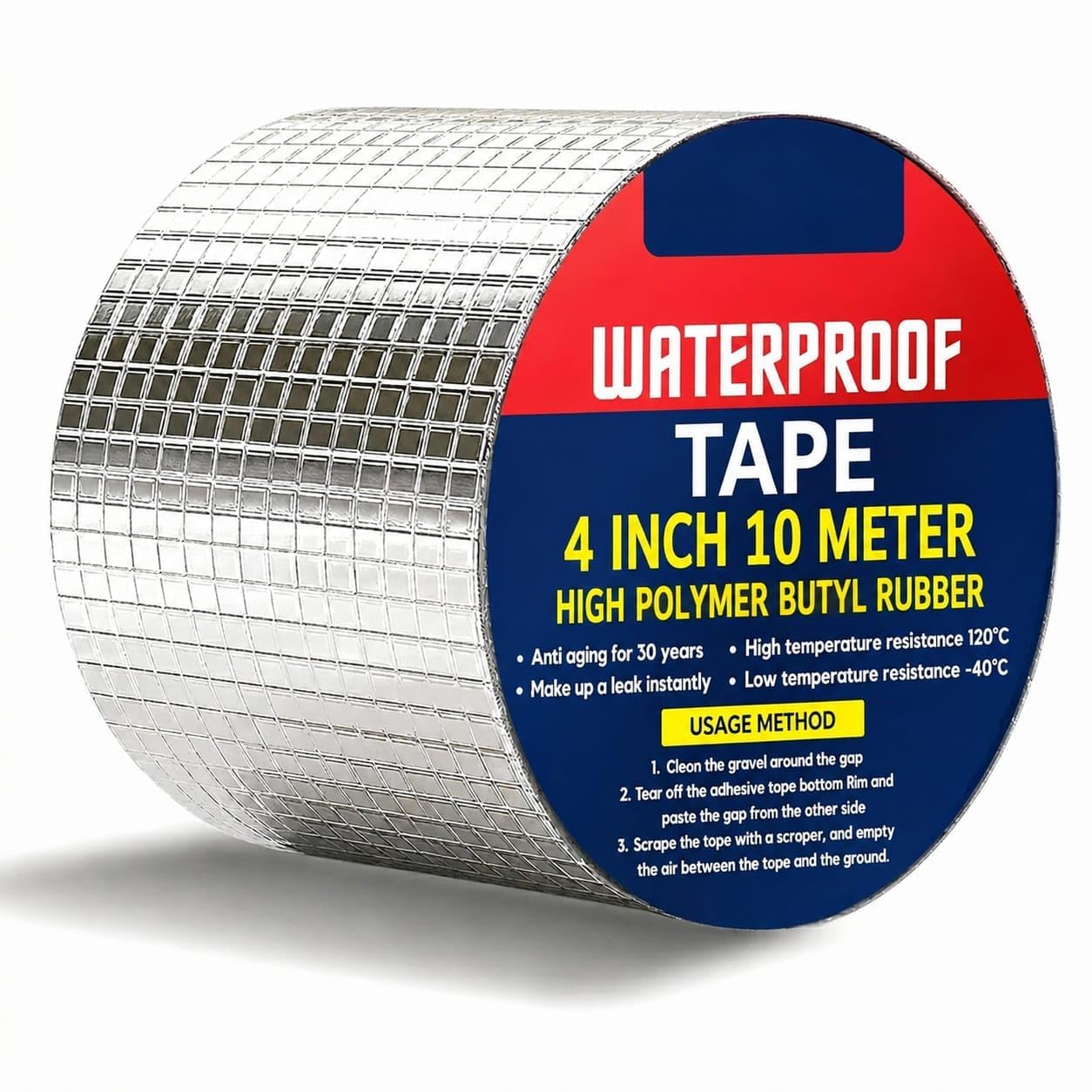 10Meter Super Strong Adhesive Waterproof tape Permanent Repair Roof Water Leakage Solution Rubber Foil Suitable for Roof Leak,surface Crack,Window Sill Gap,Boat Sealing(4Inch 10CM*5M+5M=10 Meter) (E3)-image-42