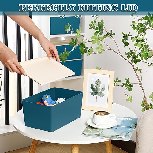 Miniatura 3 de Menkxi 4 Piezas Contenedores de Almacenamiento con Tapas Contenedores Apilables de Plástico para Organizar Estantes Caja de Adornos Navideños Cestas