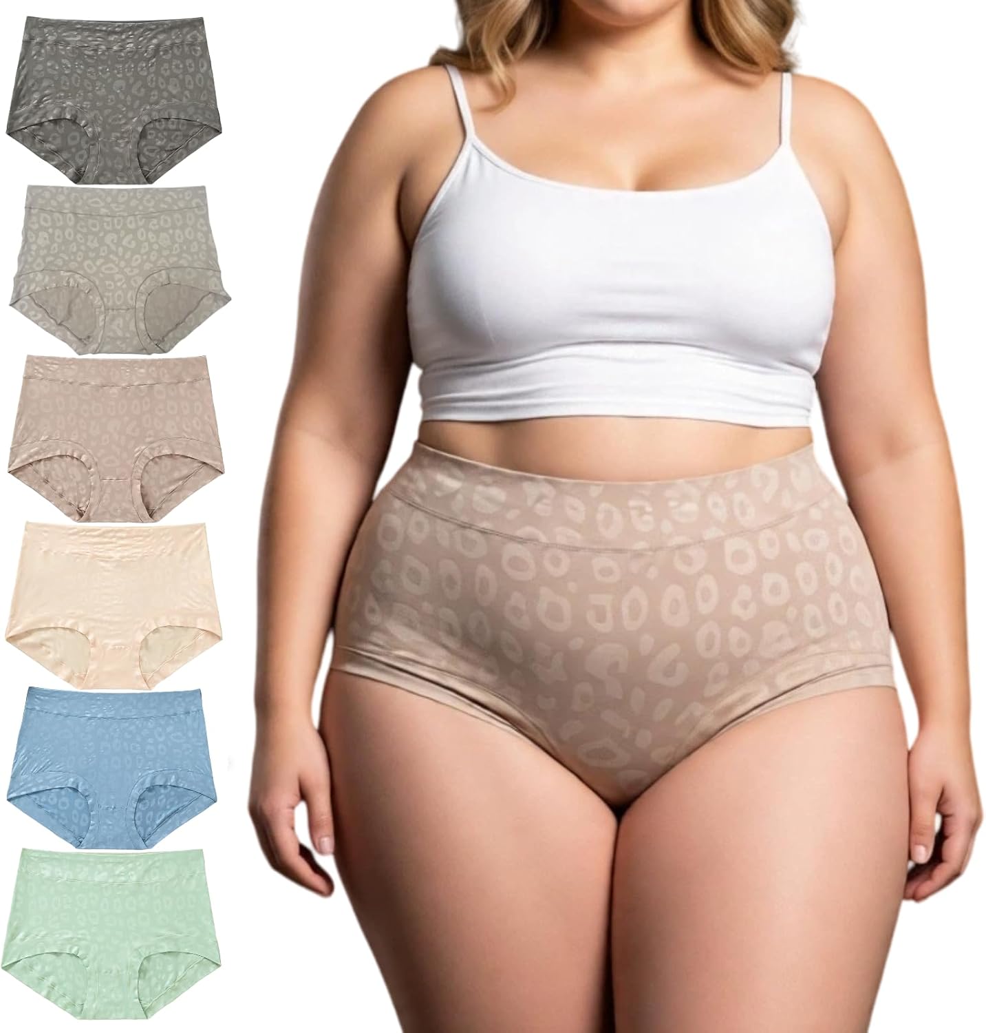Women's High Waist Briefs Plus Size XL-6XL Classic Solid Colors Full Coverage Women Underwear Multicolor