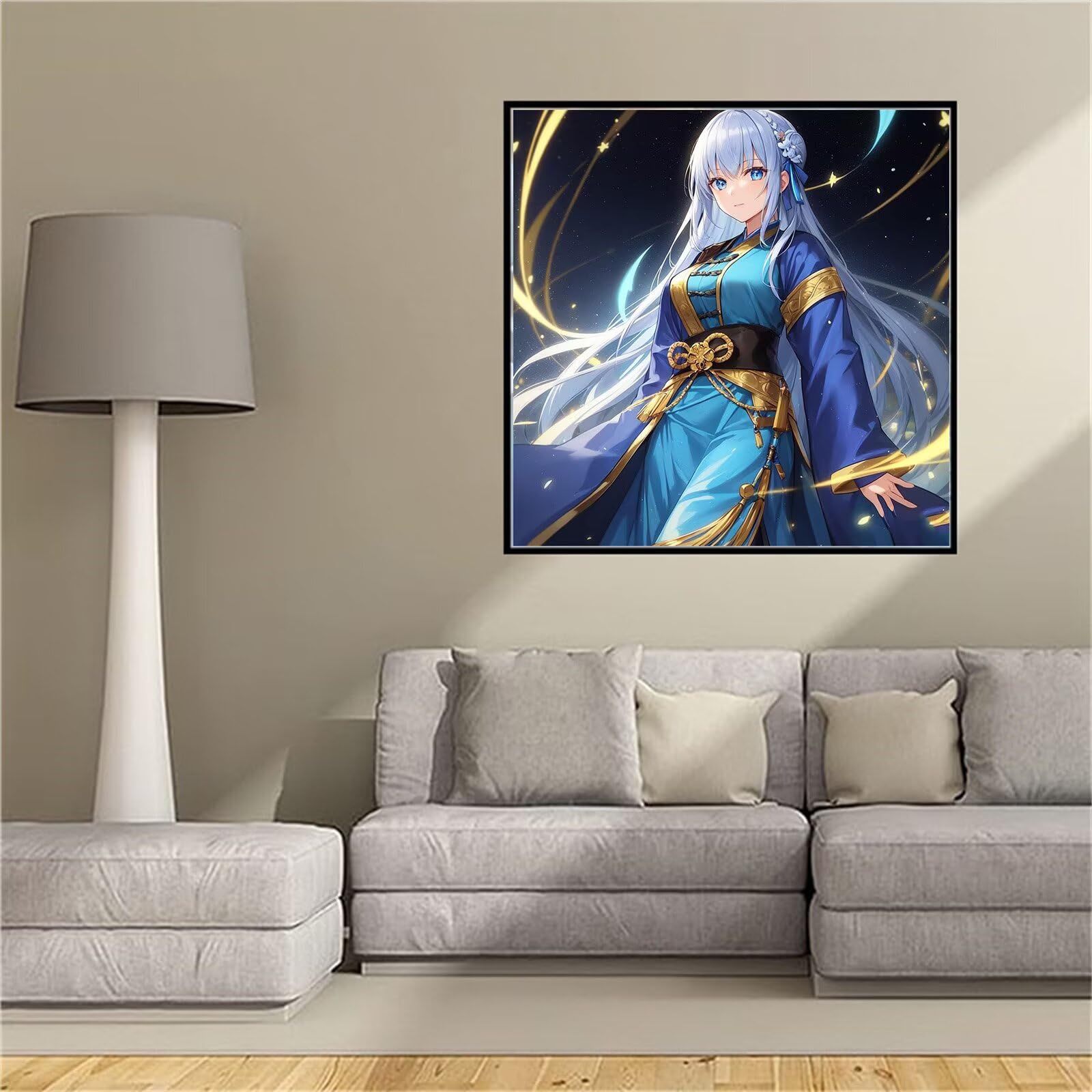 Loisirs créatifs adultes anime samouraï déco murale salon 65x65cm