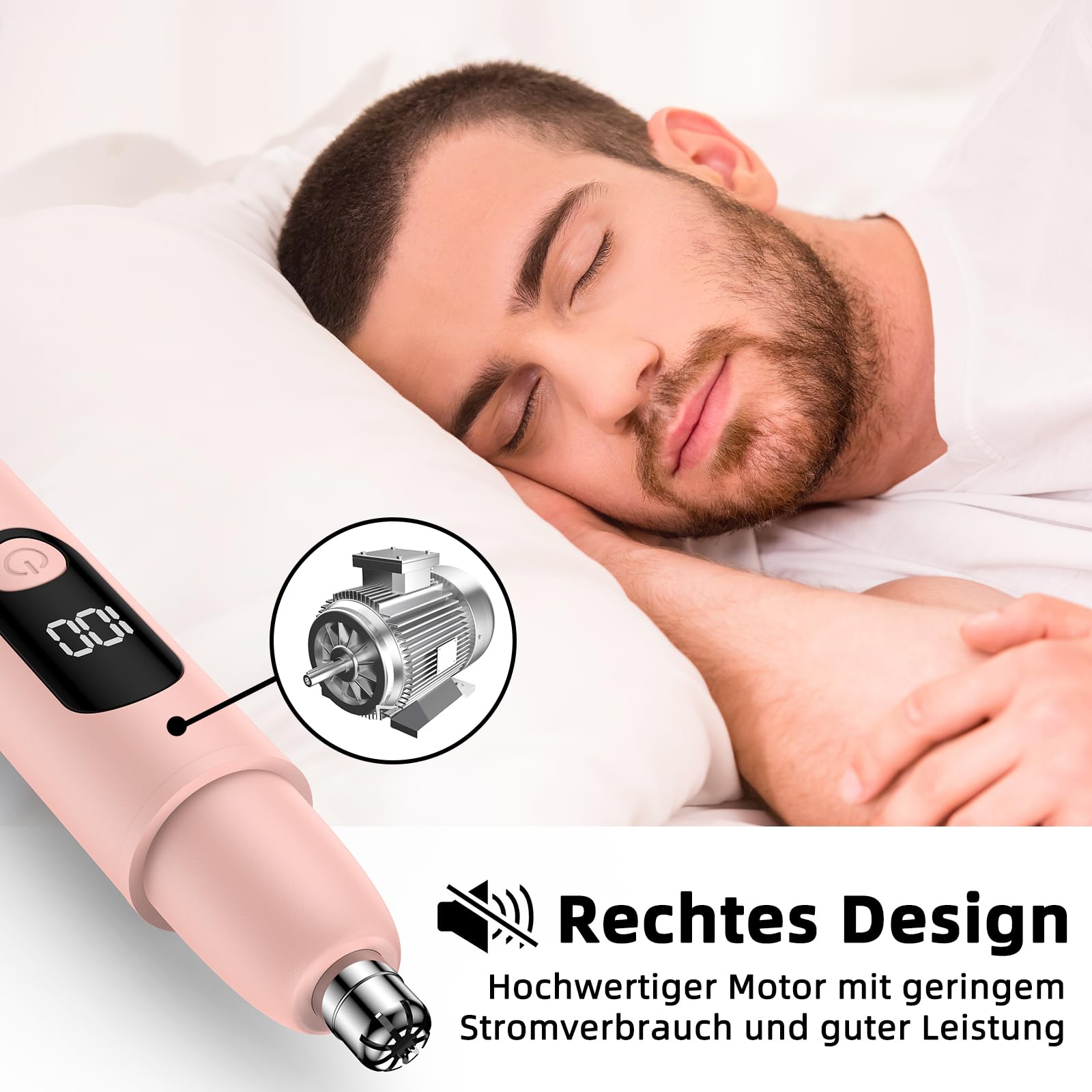 Nasenhaartrimmer, wiederaufladbare kabellose Ohr Augenbrauen Trimmen Werkzeug Dual-Edge-Klingen Rasierapparat einfache Reinigung mit Anzeigelampe für Mann Frau (Rosa)