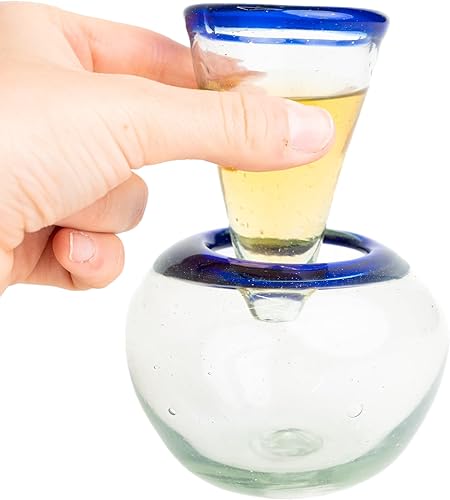 Auténticos vasos de chupito de tequila mexicano - Juego de vasos de chupito de tequila con enfriador - 2 onzas - Colección de tequila - Accesorios