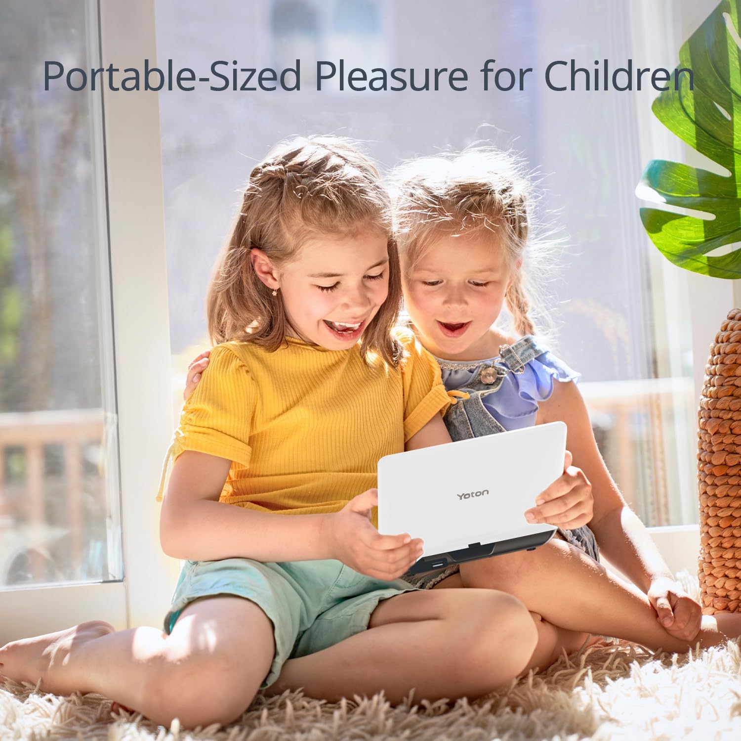 YOTON Lecteur DVD Portable Voiture pour Enfants avec écran pivotant HD 7,5", Haut-Parleur stéréo, Prend en Charge 4 à 6 Heures de Lecture et USB/Carte SD/synchronisation TV (Blanc)