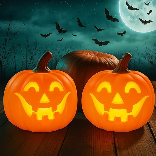 2 Pcs Jack O Lantern Halloween Pumpkins Light up Decoration