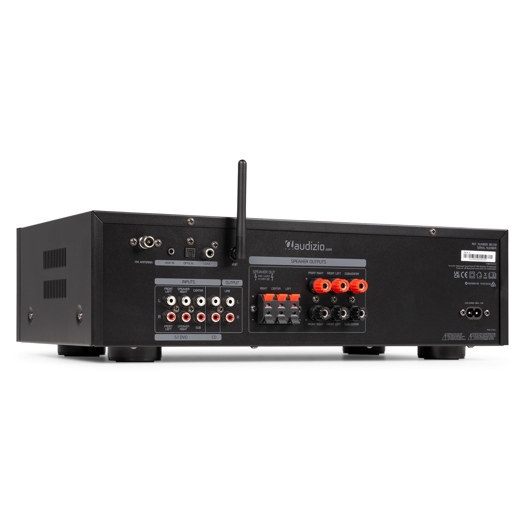 Audizio AV560EQ - Amplificateur Home Cinema 5.1 390 W avec Bluetooth, USB, FM, Karaoké & Entrées Numériques