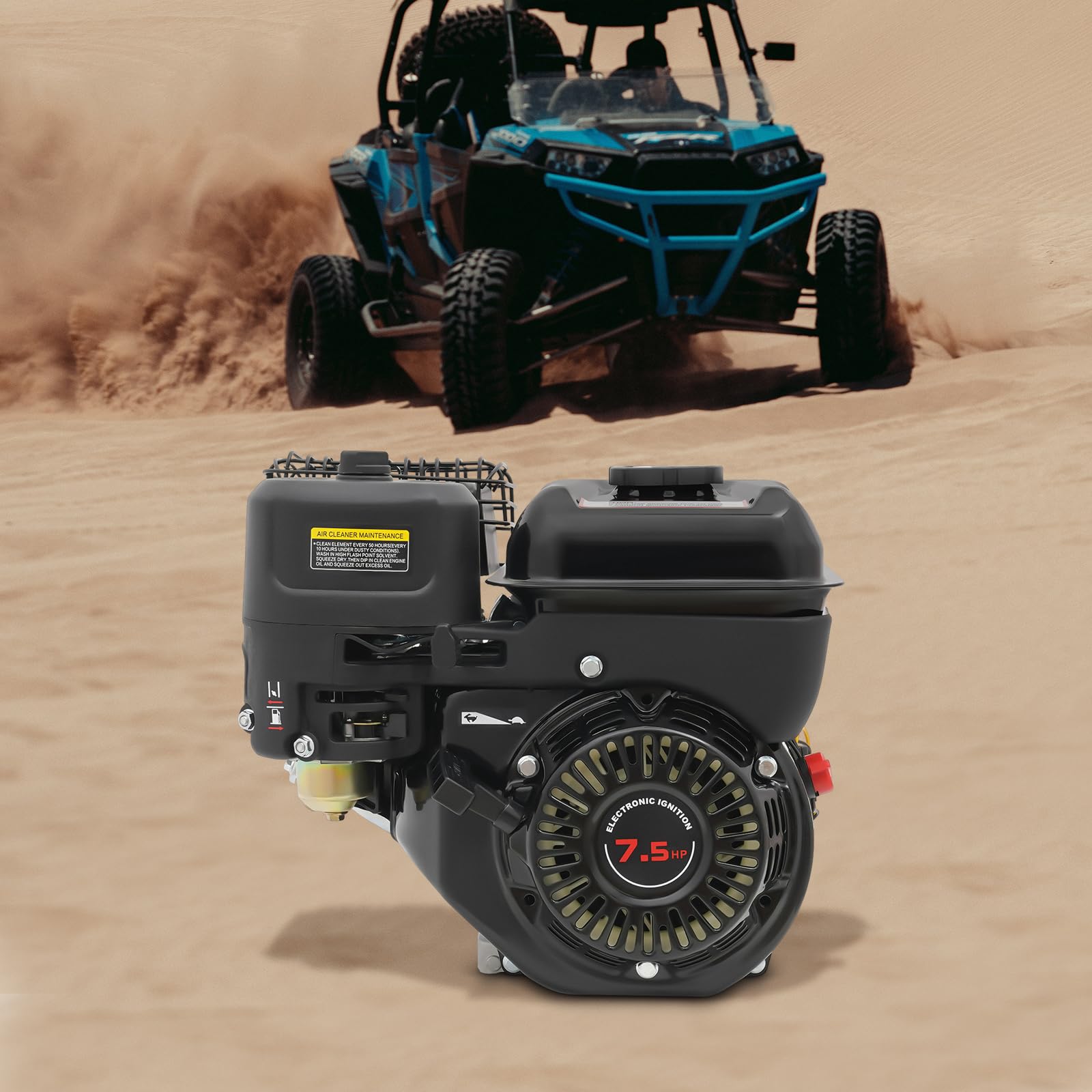 Motor de gasolina de 4 tiempos, 7,5 CV, 212 cc, motor monocilindro con 3600 rpm y depósito de 0,8 Gal, motor de gasolina para agricultura, industria, bomba de agua, GoKart, versión UE