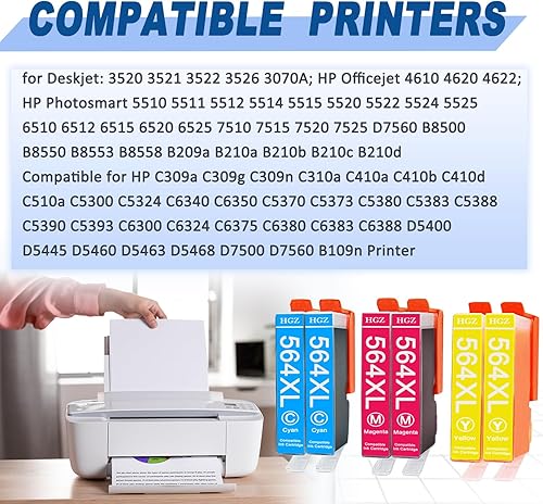 Miniatura 2 de Cartuchos de tinta compatibles de repuesto para HP 564XL 564 XL utilizado para Photosmart 6525 6520 7520 5520 7510 5510 7525 DeskJet 3520 3522