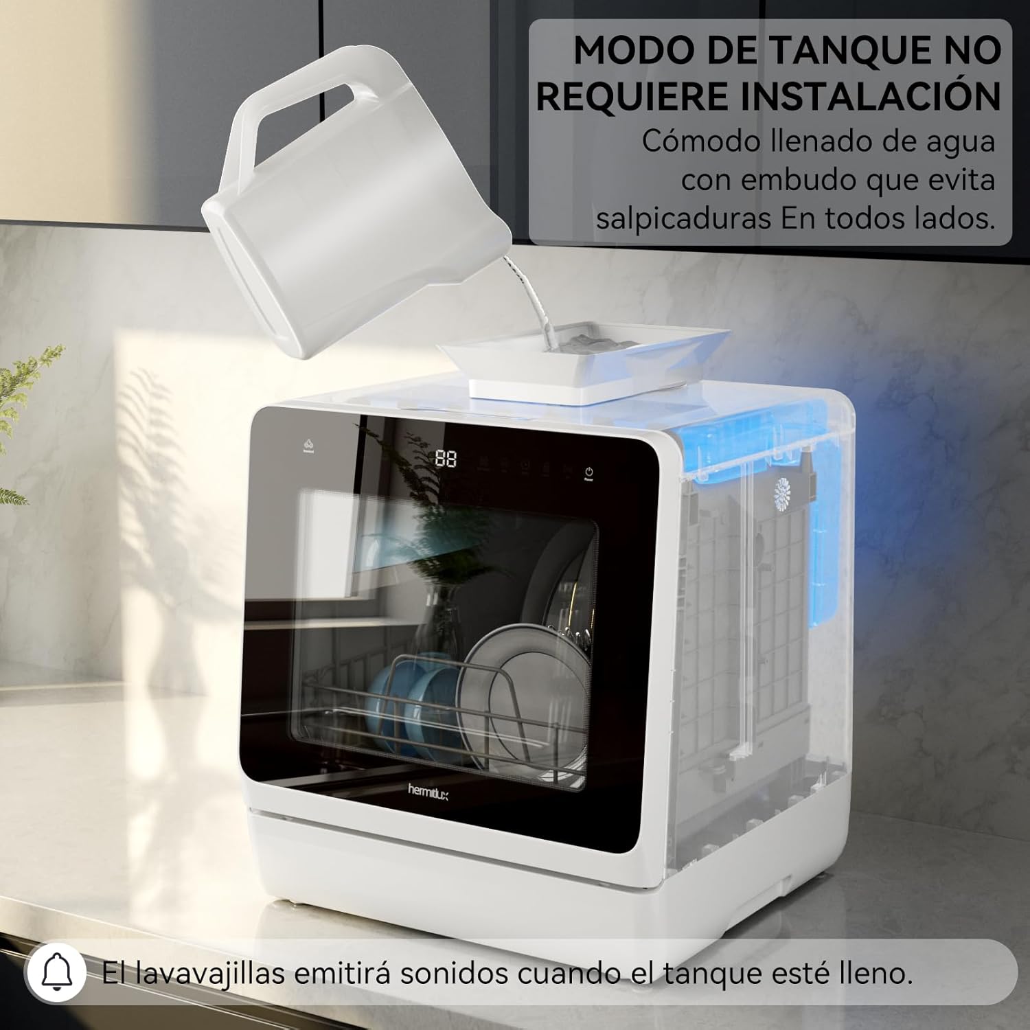 Countertop Dishwasher, 7 Washing Programs Portable Mini Dishwasher with 5-Liter Built-in Water Tank — image 5