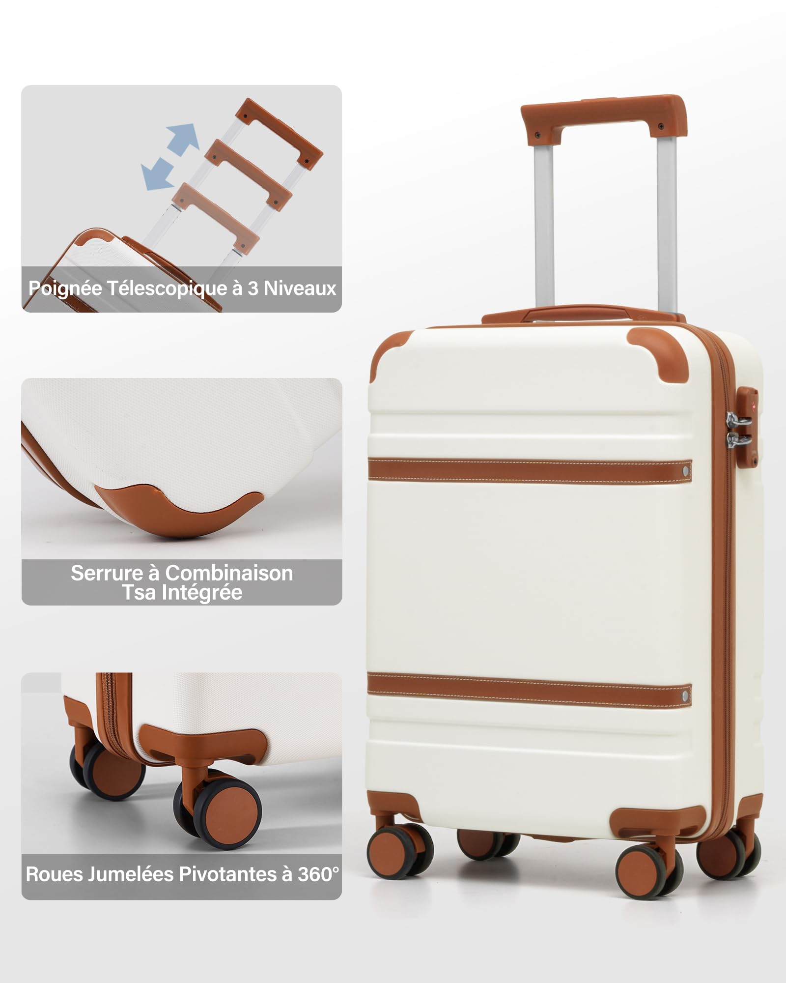 COOLIFE Ryanair Valise Cabine 55x35x20 40x20x25 20L Bagage à Main Rigide Serrure TSA 4 Roulettes Jumelées
