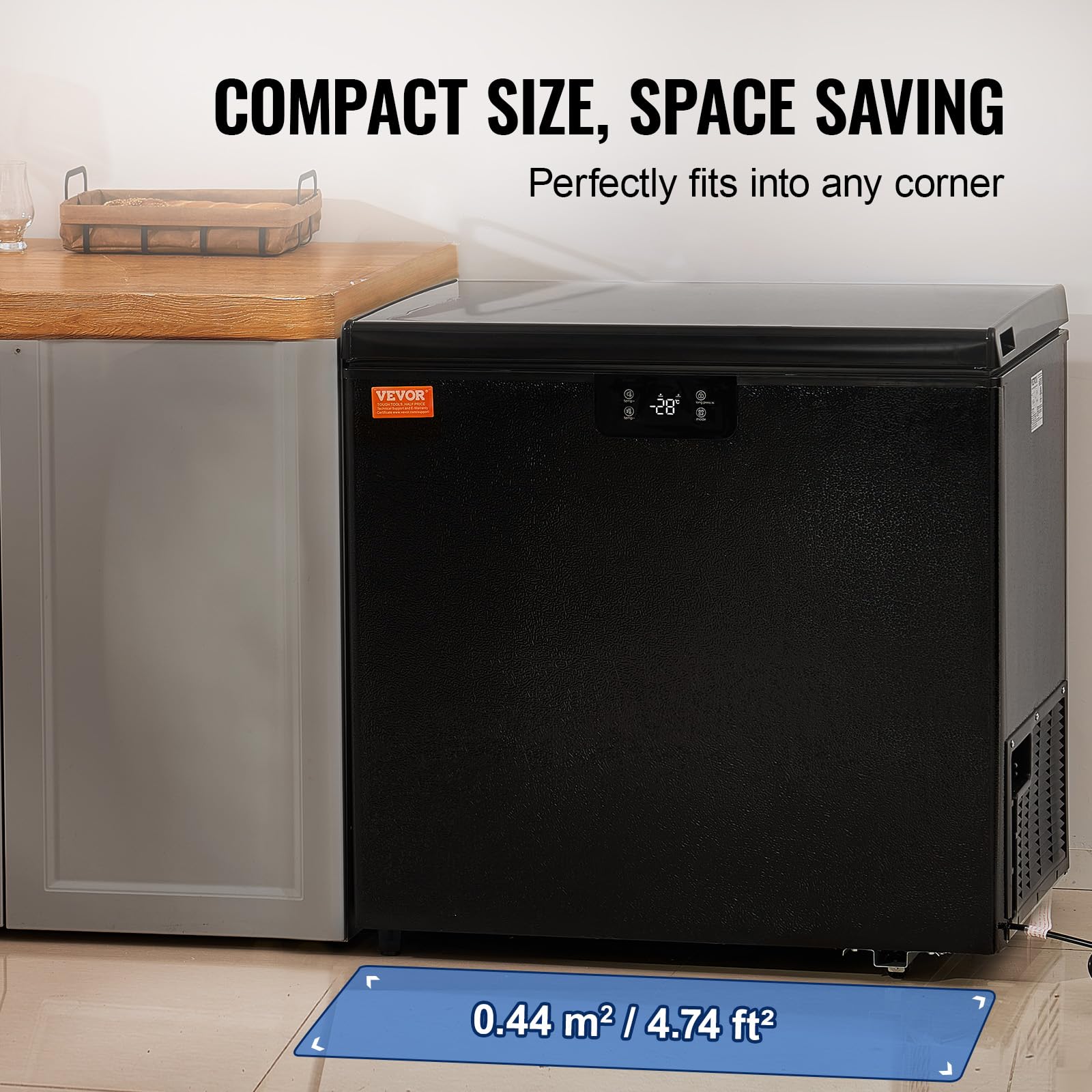 VEVOR Chest Freezer, 5.4 Cu.Ft / 153 L Compact Deep Freezer, Free Standing Top Open Door Compact Freezers With 2 Removable Baskets & Adjustable Thermostat, Energy Saving & Low Noise, Black on Fridge.com - View 5