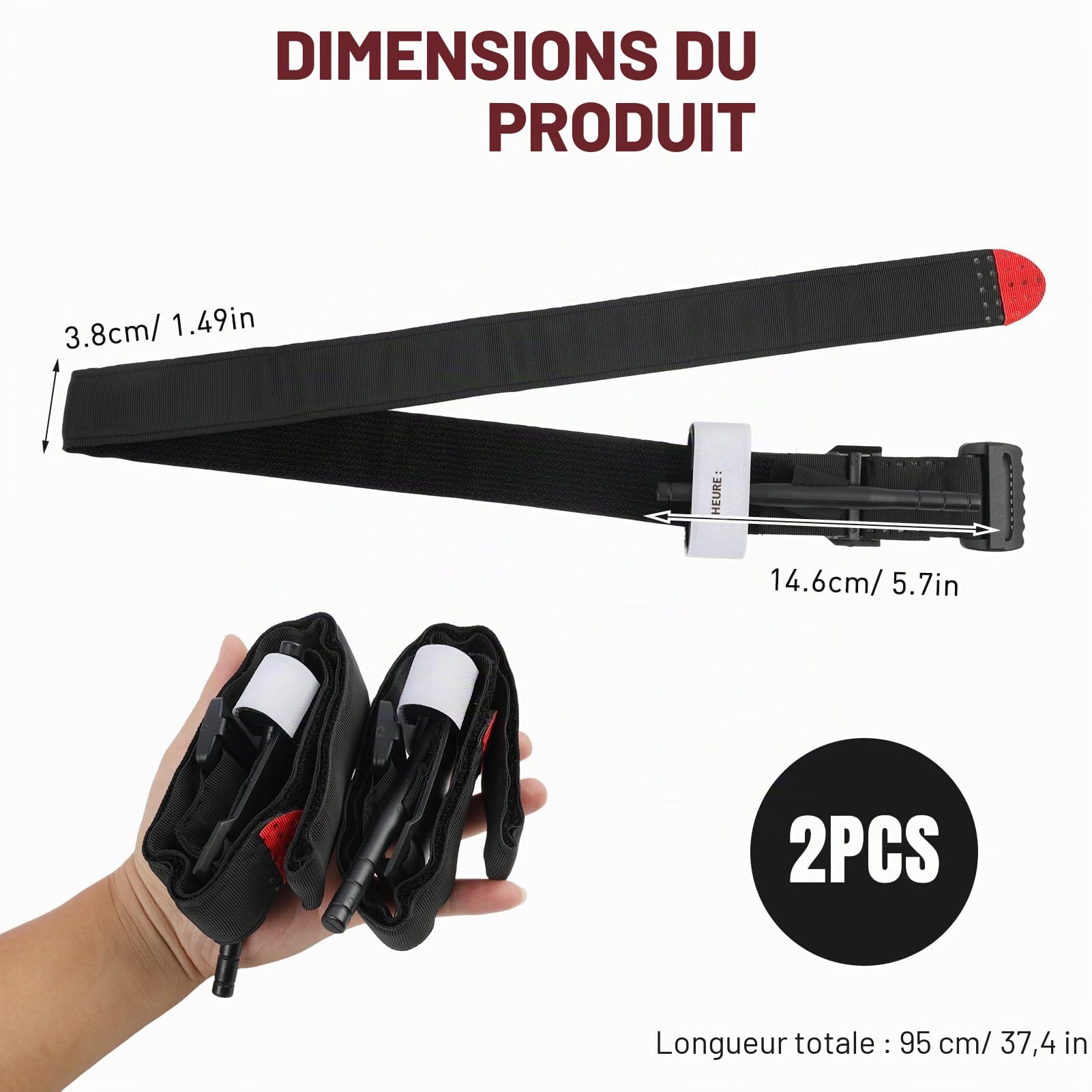 2pcs Garrot Tourniquet Garot À Tourniquet Pour Le Contrôle D'urgence Des Hémorragies Avec Utilisation À Une Main Et Système Réglable, Compact Pour Secours Extérieurs Et Militaires