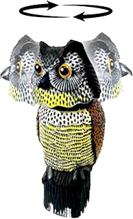 Owl Decoy to Scare Birds Away with Rotating Head Waterproof Shape Outdoor Garden Statues (Owl Decoy)
