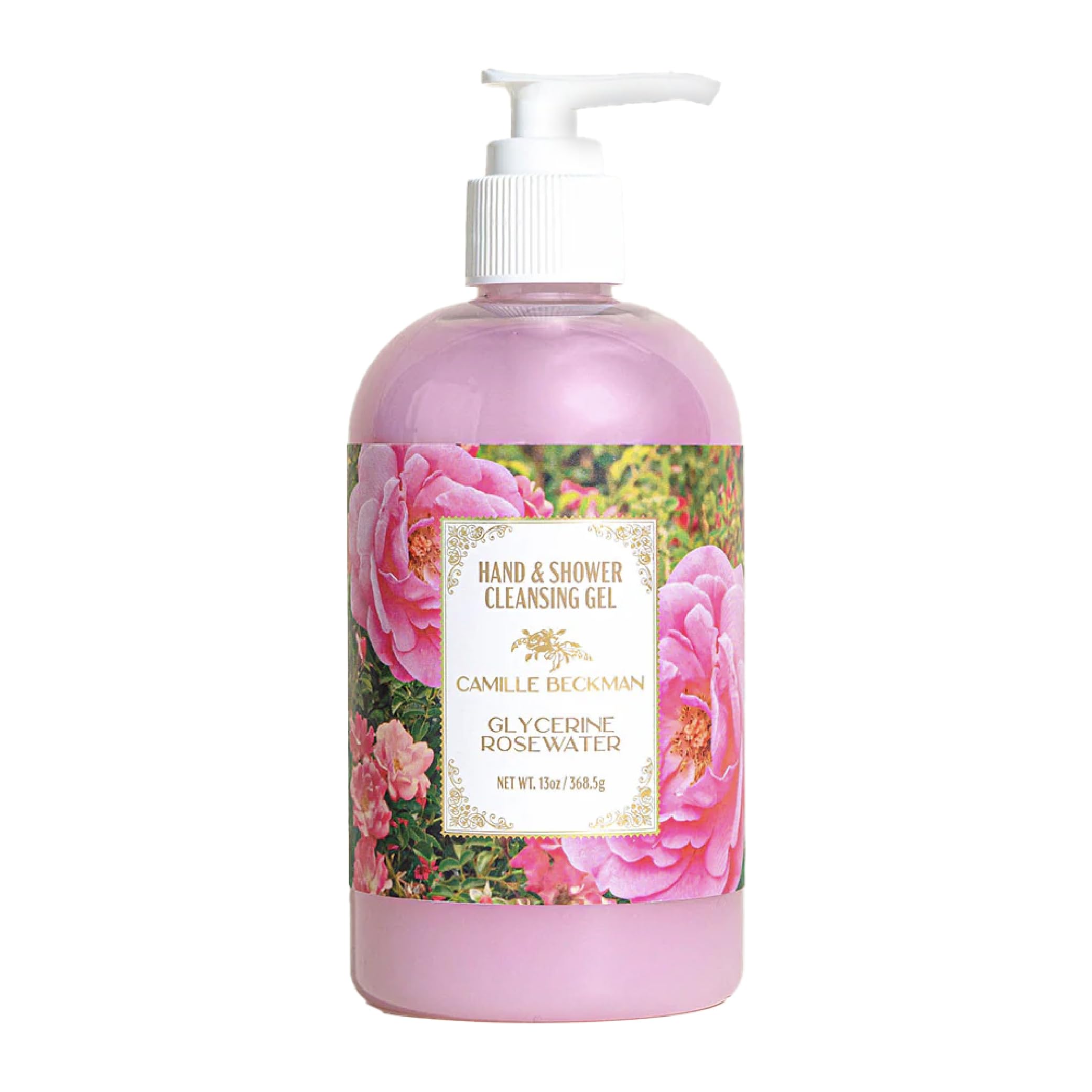 Camille Beckman Glycerine Rosewater Hand & Body Wash, 13 oz | Garden-rose scent; gentle deep clean without drying; with provitamin B5, aloe &