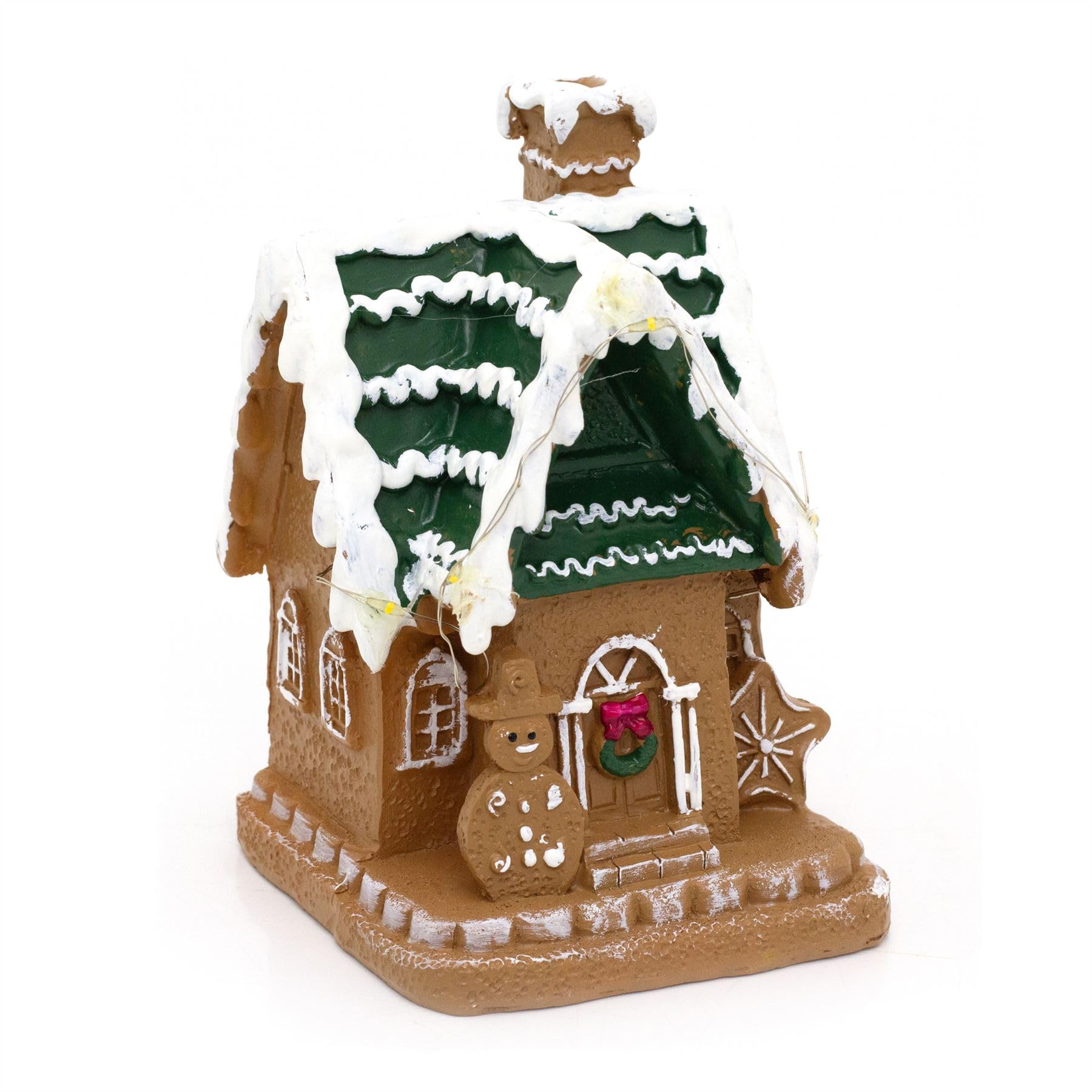 Carousel Home LED Gingerbread House Ornament | Light-Up Mini Christmas House Decoration | Battery-Operated Gingerbread Village Ornament - 13cm