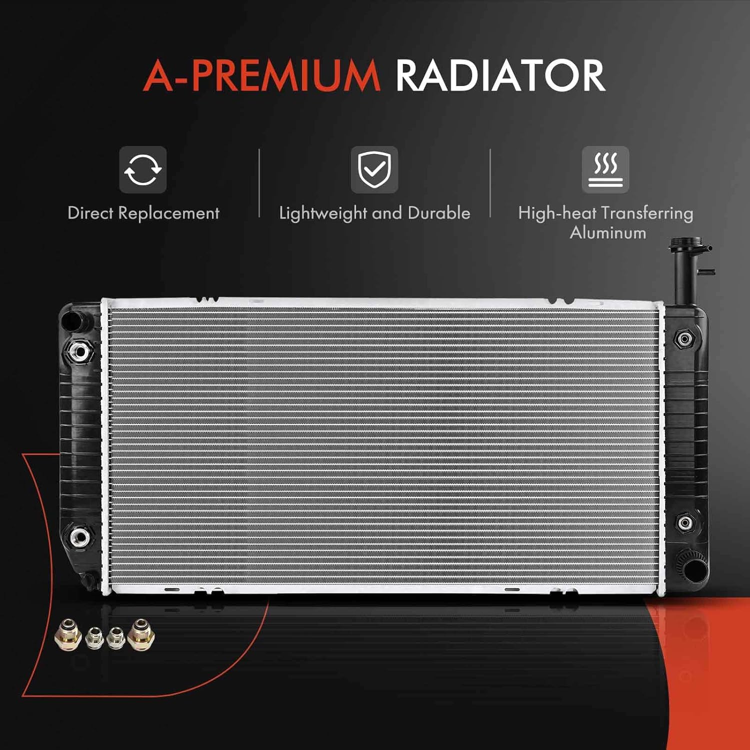 A-Premium Engine Coolant Radiator Assembly w/Transmission Oil Cooler Compatible with Chevy Express 2500 3500 4500 Cargo Pasajeros & GMC Savana 2500 3500, 4.8L 6.0L V8 Engine, Automatic Trans.