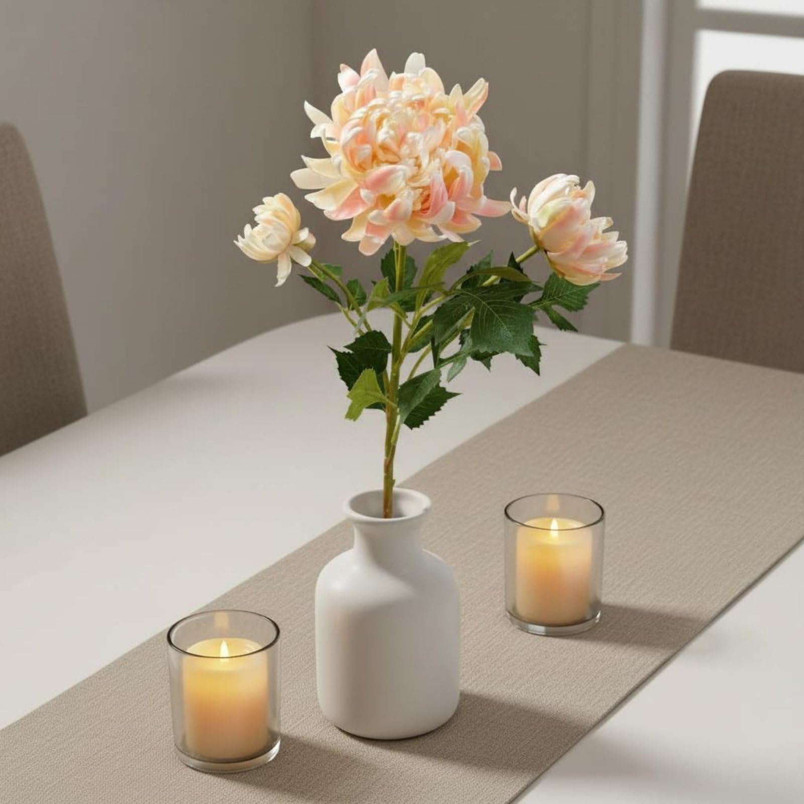 LOVIVER Simulazione Fiori Artificiali Dalia Finta Crisantemo Ramo Fiore Realistico Petali Stratificati Stelo Modellabile Aspetto Seta Adatto per Matrimoni Centrotavola Negozi Casa, Rosa Scuro